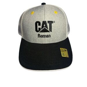 (New) Cat Reman Caterpillar Remanufacturing Embroidered Adjustable Hat Cap Grey‎
